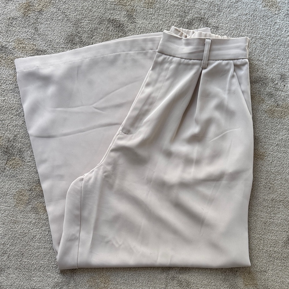 Amazon Women's Light Taupe Pleated Dress Trousers